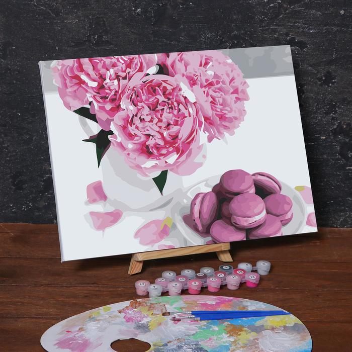 Картина по номерам на холсте с подрамником «Макаруны и цветы», 40х30 см