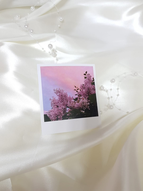 Мини открытка в стиле Polaroid "Сирень"