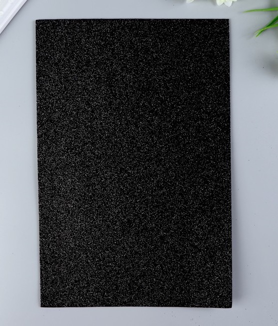 Фоамиран глиттерный Magic 4 Hobby 2 мм цв. черный, 20х30 см