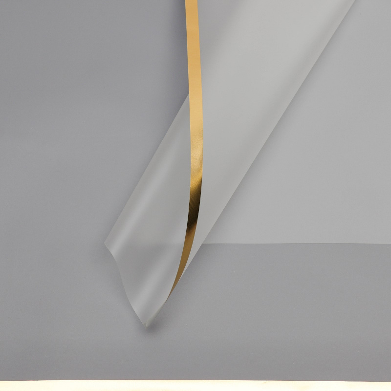 Пленка для цветов матовая, "С золотым тиснением", 57х57 см, прозрачная