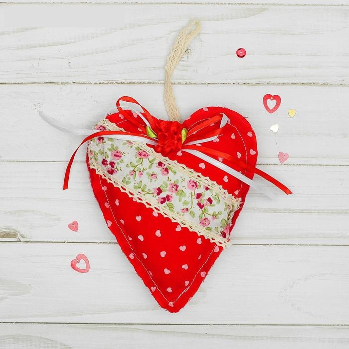 Мягкая игрушка-подвеска «Сердце», с цветочком, МИКС
