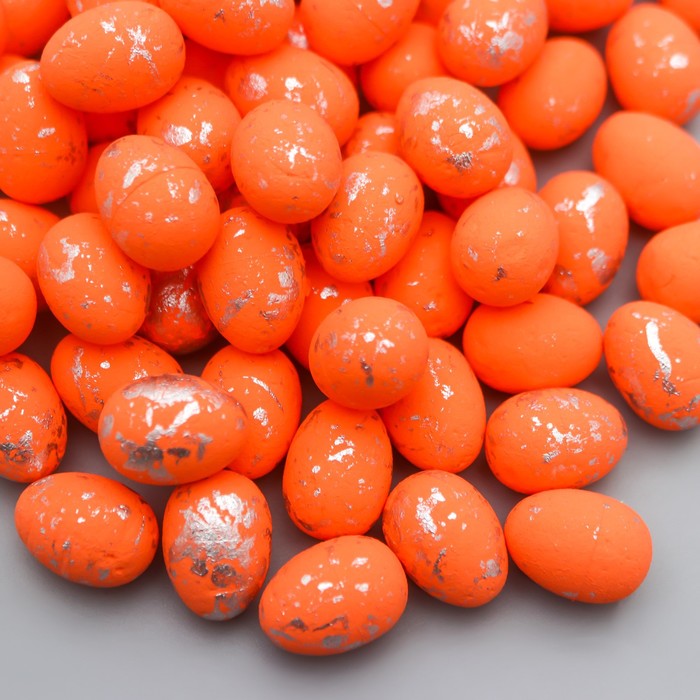 Декор пасхальный "Яйцо - серебристая крапинка" оранжевый 1,5х1,8 см
