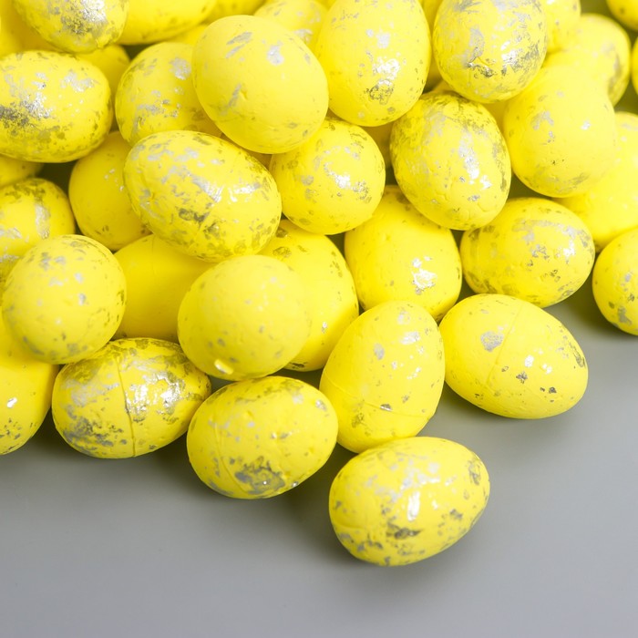 Декор пасхальный "Яйцо - серебристая крапинка" жёлтый 1,5х1,8 см
