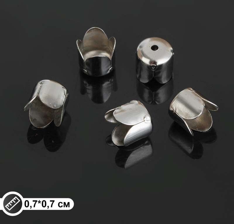 Концевик для шнура, цвет серебро, СМ-305-4, 7 мм